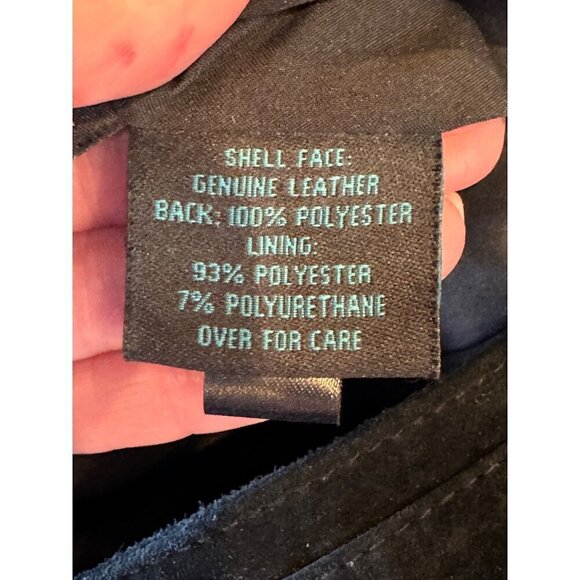 Siena Studio Pants Women 10 Black Suede Leather Zipper Accents Straight Leg - Picture 12 of 13